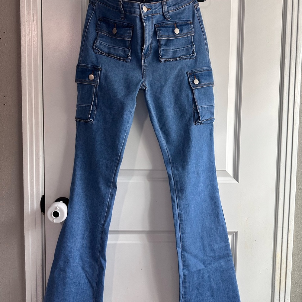 Fashion Nova Denim Flare Jeans with Pockets